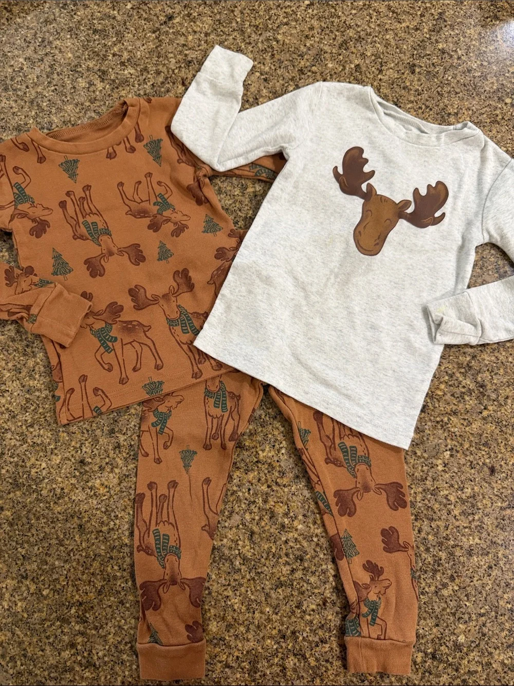 Carter's Brown & Light Gray Moose Pajama Set